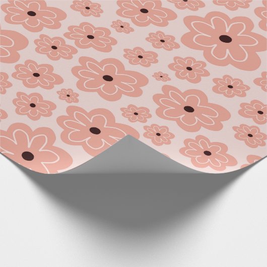 Soft Pink Daisy Floral Cadeaupapier (Hoek)