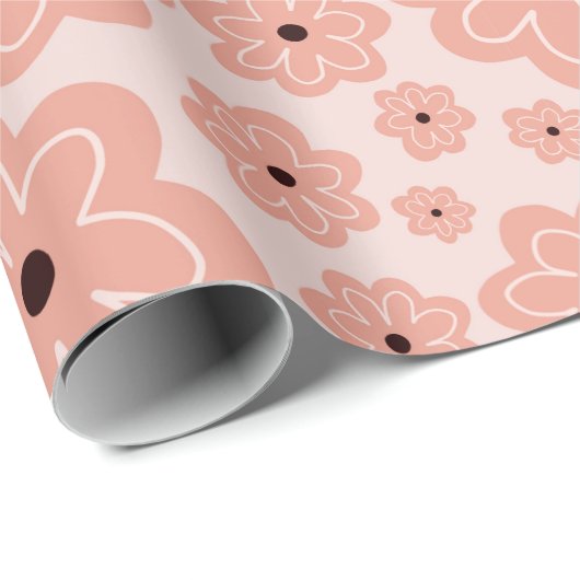 Soft Pink Daisy Floral Cadeaupapier (Rol Hoek)