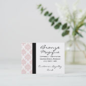 Soft Pink Damask Business Customer Loyalty Kaarten (Staand voorkant)