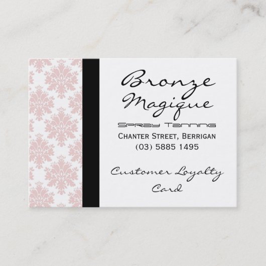 Soft Pink Damask Business Customer Loyalty Kaarten (Voorkant)
