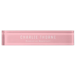 Soft Pink Desk Nameplate with Name and Job Title Naambordje