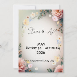 Soft Pink Elegant Wedding Invitation Kaart