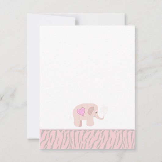 Soft Pink Elephant Baby shower Invitation Kaart (Achterkant)