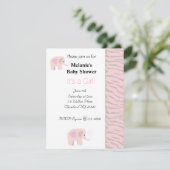 Soft Pink Elephant Baby shower Invitation Kaart (Staand voorkant)