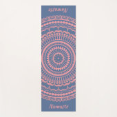 Soft Pink en Blue Mehndi Henna Mandala Yogamat (Voorkant)