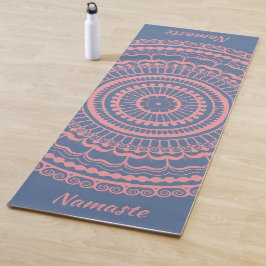 Soft Pink en Blue Mehndi Henna Mandala Yogamat
