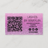 Soft Pink en Paarse Glitter Ombre Lash Tech Klantenkaartje (Achterkant)
