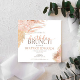 Soft Pink Floral Birthday Brunch Party Invitation Kaart