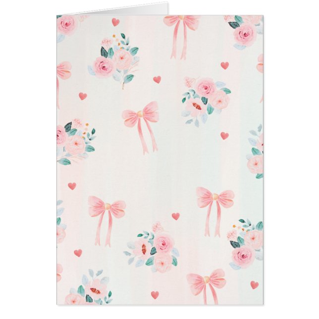 Soft Pink Floral & Bow Pattern – Cute Romantic  (Voorkant)