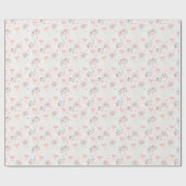 Soft Pink Floral & Bow Pattern – Cute Romantic  Cadeaupapier (Vlak)