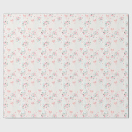 Soft Pink Floral & Bow Pattern – Cute Romantic  Cadeaupapier