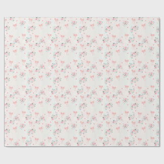 Soft Pink Floral & Bow Pattern – Cute Romantic  Cadeaupapier