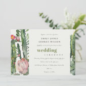 SOFT PINK FLORAL DESERT CACTI WATERVERF WEDING KAART (Staand voorkant)