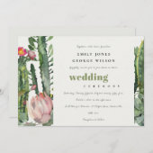 SOFT PINK FLORAL DESERT CACTI WATERVERF WEDING KAART (Voorkant / Achterkant)