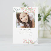 Soft Pink Floral Foto Hartelijk dank Kaart (Staand voorkant)