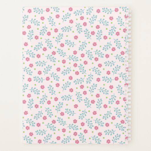 Soft Pink Floral Framed Pink Bow Custom Name Planner (Achterkant)