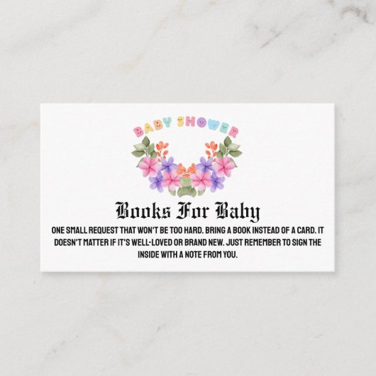  Soft Pink Floral Girl Baby Shower     Informatiekaartje (Voorkant)