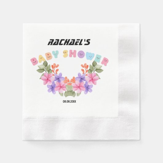 Soft Pink Floral Girl Baby Shower Servet (Voorkant)