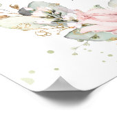 Soft Pink Floral Greenery Baby shower Welkom Poster (Hoek)
