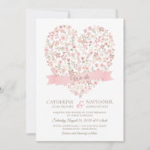 Soft Pink Floral Heart Wedding Kaart (Voorkant)