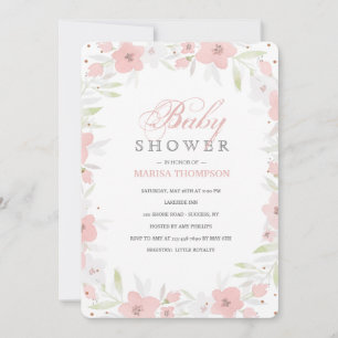 Soft Pink Floral Invitation Kaart