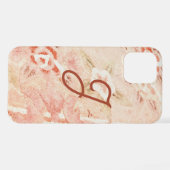 Soft Pink Floral Monogramed iPhone Hoesje (Achterkant horizontaal)