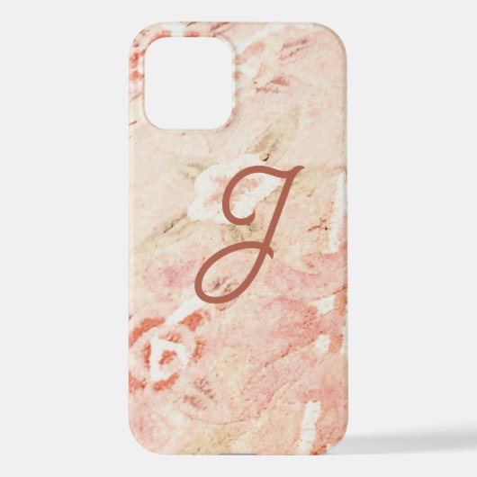 Soft Pink Floral Monogramed iPhone Hoesje (Achterkant)