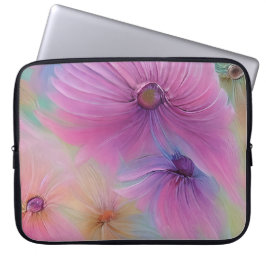 Soft Pink Floral Pattern Laptop Sleeve