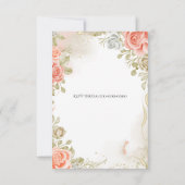 Soft Pink Floral Quinceañera Uitnodiging/Weddensch Kaart (Achterkant)