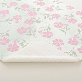 Soft Pink Floral Sherpa Blanket Deken
