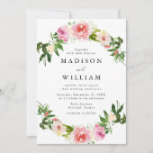 Soft Pink Floral Spray Wedding Kaart (Voorkant)