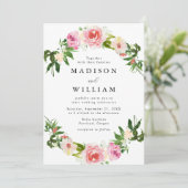 Soft Pink Floral Spray Wedding Kaart (Staand voorkant)