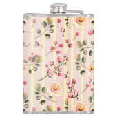 Soft Pink Floral Stripe Pattern Heupfles (Achterkant)