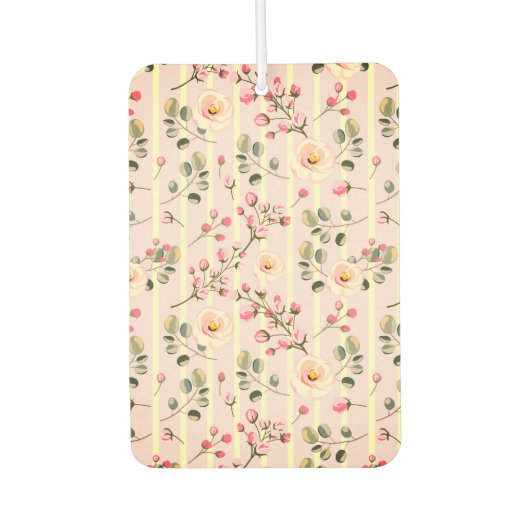 Soft Pink Floral Stripe Pattern Luchtverfrisser (Voorkant)