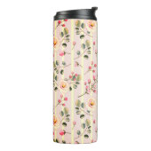 Soft Pink Floral Stripe Pattern Thermosbeker (Gedraaid links)