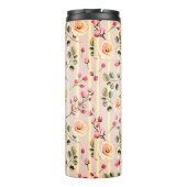Soft Pink Floral Stripe Pattern Thermosbeker (Achterkant)