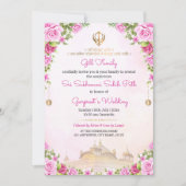 Soft Pink Floral Sukhmani Sahib Path Invitation Kaart (Voorkant)