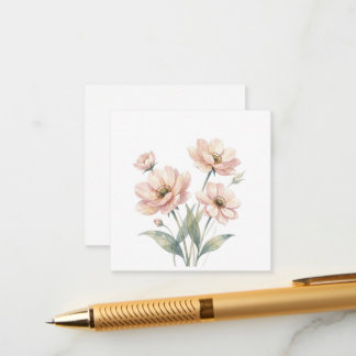 Soft Pink Floral Watercolor Bouquet Art Informatiekaartje