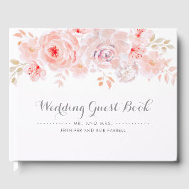Soft Pink Floral Wedding Gastenboek