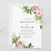 Soft Pink Floral Wedding Kaart (Voorkant)
