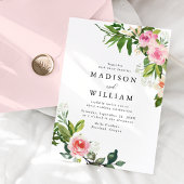Soft Pink Floral Wedding Kaart