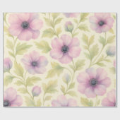 Soft Pink Floral Wrapping Paper Cadeaupapier (Vlak)