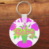 Soft Pink Flower Art: A Baby's Touch. Sleutelhanger (Voorkant)