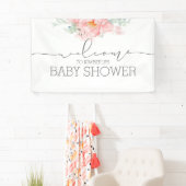 Soft Pink Flower Baby shower welkomstbanner Spandoek (Insitu)