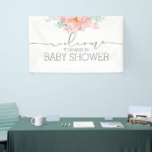 Soft Pink Flower Baby shower welkomstbanner Spandoek (Beurs)