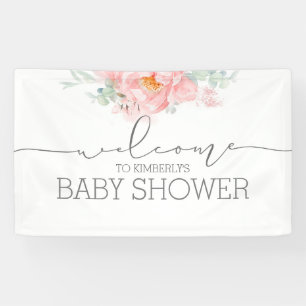 Soft Pink Flower Baby shower welkomstbanner Spandoek