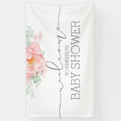 Soft Pink Flower Baby shower welkomstbanner Spandoek (Verticaal)