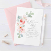 Soft Pink Flowers Elegant Engagement Party Kaart