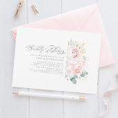 Soft Pink Flowers en Gold Greenery Vrijgezellenfee Kaart