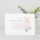 Soft Pink Flowers en Gold Greenery Vrijgezellenfee Kaart (Staand voorkant)